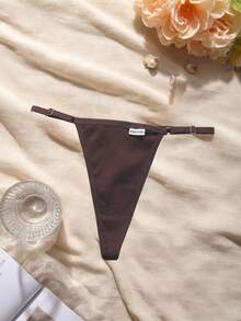 Set da 5 pezzi di mutandine da donna a vita bassa, in cotone tinta unita e a righe, sottili, con etichetta a logo, sexy e confortevoli