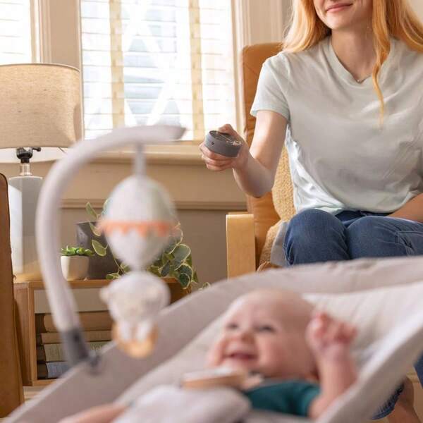 Keep Inmotion Automatic Baby Rocking Seat, With Remote Control, Premium Materials, 0-6M - Soulful Skies