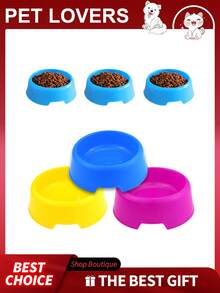 1 Pc Pet Plastic Bowls Dog And Cat Supply Plastic Food Feeding Water Dish Bowl Feeder - Multicolor - View 3