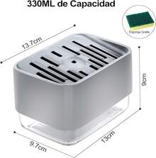 EstiloEMAGIE Dispensador de Jabón Cocina: Jabonera Despachador de Jabon Liquido para Trastes de Cocina Soap Dispenser con Esponja para Fregadero 380 MLVersión mejorada - 330 ml - Ver 7