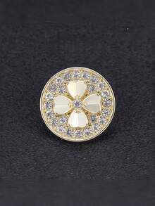 10颗金属小香氛纽扣，高端精致时尚衬衫/毛衣纽扣，女士金色圆形四叶草锌合金纽扣，四季皆宜