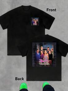 A Group Of Friends Symbolizing Courage, Unity, And The Fight Against Darkness In An Urban World Full Of Mysteries, Conveying Strength And Hope In Every Detail. Men's T-Shirt, Double-Sided, 100% Cotton - Black - View 8