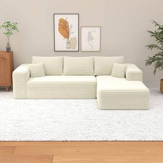 106'' Modular Sectional Sofa With L-Shaped Chaise, No Assembly Required,For Livingroom,Apartment,Beige