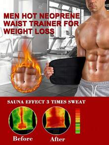 TAILONG Waist Trimmer Belt For Men Waist Trainer For Women Corset Slimming Body Shaper Workout Sauna Sweat Band - Black - View 3