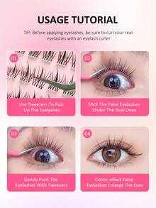 Sibeuna Rikuaild 120/240/360pcs Self-Adhesive Cluster Fake Eyelashes, No Glue Needed, Cartoon Style Natural Look, Soft & Comfortable, Suitable For Daily Makeup - C - 查看 6