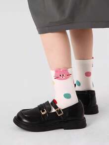 5 Pairs Kids Cartoon Cute Puppy Animal Mid-Calf Socks - Multicolor - View 2