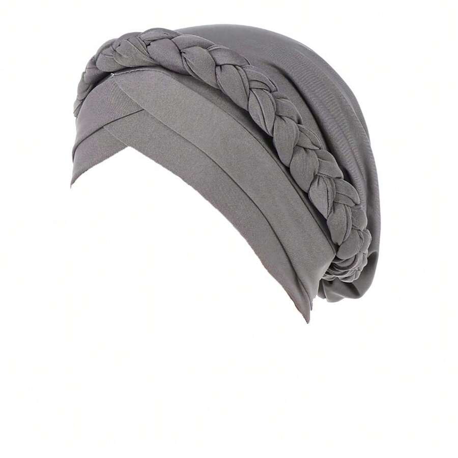 Cancer Chemo Beanies Bandana Headwrap Cap Satin Bonnet Head Scarf Hijab Braid Silky Turban Hats For Women,Grey - Grey - 查看 1