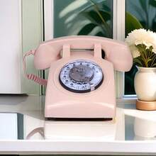 Pink Telephones Corded Telephone Classic Rotary Dial Home Phones Antique Vintage Phone Of 1930s Old Fashion Business Telephone Home Office Decors - 粉色 - 查看 2
