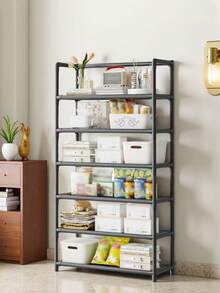 Modern Black & White Multi-Layer Storage Rack, Available In 7/6/5/4 Tiers, Effectively Organizes Household Clutter And Daily Essentials, Layered Storage, Neat And Orderly, Easy To Disassemble, Space-Saving - Multicolor - View 11