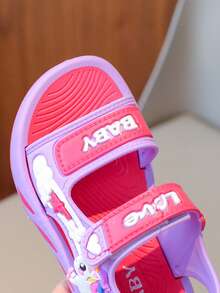 1双儿童卡通平底凉鞋，夏季新款软底幼儿鞋，中/小码儿童休闲沙滩鞋，时尚设计，适合女孩户外、派对、旅行、度假穿着 - 紫色 - 查看 5