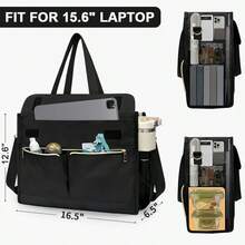 Bolsa de almuerzo para mujeres con compartimento para portátil de 15.6", bolsa de tela aislada, bolsa de trabajo impermeable con bolsillos laterales de 40 oz, bolsa de regreso a la escuela, bolsa de accesorios escolares, bolsa refrigeradora, accesorios de picnic