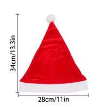 1顶经典圣诞帽，天鹅绒圣诞老人帽，成人男女通用 - 圣诞节新年假日派对用品及礼品 - 彩色 - 查看 7