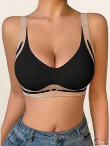 Light Chest Support Binder Bra, Soft Support Seamless And Lightweight, Breast Shaping Push Up With Side Support For Large Breasts, Elegant And Comfortable - Black - View 8