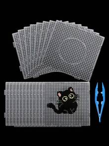 Pana-Beads 1pc/5pcs/10pcs 5mm 2.6mm Mini Fused Bead Board/Perler Bead Board/Transparent Plastic Bead Board, With Tweezers - Square Craft Board, Single Clip Design, Ideal For DIY Pixel Art Puzzles And Fused Bead Projects, Pixel Art And Puzzles, Craft Enthusiasts And Hobbyists. - Multicolor - View 3