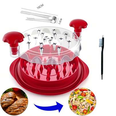Chicken Shredder Large Chicken Breast Shredder Tool Twist With Anti-Slip Strip, Ergonomic Handle, Meat Shredder Tool Chicken Shredder Tool Twist With Heat Resistant Tong And Cleaning Brush