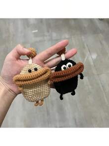 Handmade Sausage Shaped Earphone Case Key Protector Car Key Holder Home Key Pouch Bag Charm For Women Mini Wallet Small Wallet Cute Wallet For Men Wallet Keychain Card Wallet Coin Wallet Gifts For Women Gifts For Men Funny Gifts Dad Gifts Teacher Gifts - Black - View 4