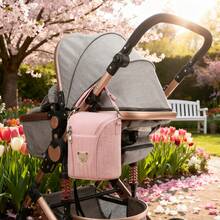 1pc Quilted Cute Mommy Bag, Insulated Bottle Bag Handheld/Shoulder Strap Applicable To Baby Stroller, Zipper Pocket For Bottles, Wipes, Pacifiers, Convenient Diaper Bag - Diaper Bag - View 10