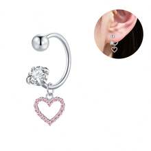 1pc 18G U-Shaped Horseshoe Pendant, 0.8mm Thin Rod Zirconia Ear Bone Stud, Versatile Ear Piercing - Silver - View 8