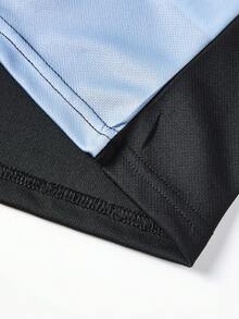 男士渐变长袖运动T恤，健身跑步训练运动上衣，秋冬季 - 黑與白 - 查看 9