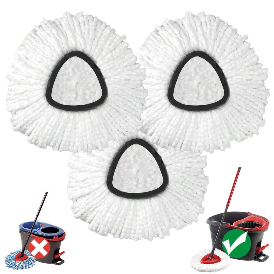 Mop Head Replacement, 3 Pack Spin Mop Refill Replace Head Compatible O Cedar Easywring 1-Tank System, Great Cleaning Power, Microfiber, Helper Housework, Machine Washable Easy-To-Replace, White - trắng - Xem 1