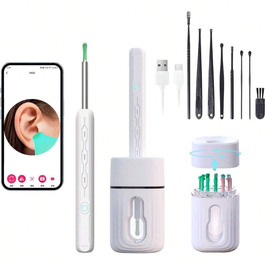 GSYY Ear  Removal Eye Cleaner With Camera 1080P Earscope 6 LED Lig Eaing Kit With Sage Base 12 Ear Oon Ideal For He Use And Travel Convenient And  Ear Care Solun For Wen And Men - trắng - Xem 1