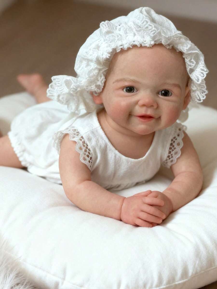 Smiling Pose 13 Inch Vivienne Lovely Newborn Baby Girl Can Open Mouth Bathable Full Body Silicone Lifelike Reborn Doll For Children Christmas/Birthday Gift - Búp bê silicon - Xem 1