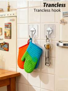 30pcs Durable Stainless Steel Clear Hooks - Waterproof, Multipurpose, Suitable For Kitchen, Bathroom, Door And Wall - Easy Installation, Space Saving Key Hooks - Multicolor - View 8