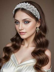 1pc Minimalist Headband, Elegant Pearl Headband For Daily Wear, Handmade Luxurious Accessory For Wedding, Party, Women Head Accessories Hairband - trắng - Xem 6