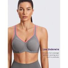 SYROKAN Women's Full Support High Impact Racerback Lightly Lined Underwire Sports Bra - Multicoloured #2 - View 4