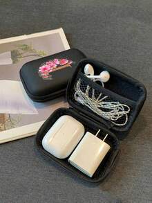 1 Stück Blumen A-Z Buchstaben PU Leder Aufbewahrungsbox, Kartenhalter, Ausweis/Namenskarten Organizer, geeignet für Reisen, Digitalzubehör, Kopfhörertasche - Verschiedenfarbig - Übersicht 11