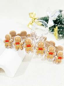 1pc Women's Christmas Gingerbread Backpack With Cute Gingerbread Man & Big Bow Design Hair Clip Winter Hair Accessories Elegant Claw Clip Women Hair Claw Hair Clutch - Gingerbread Man - View 7