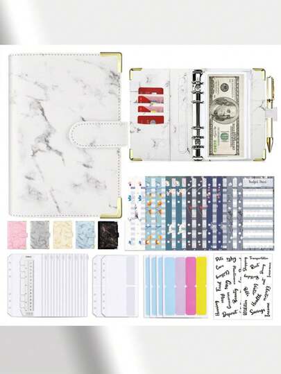 A6 Budget Binder with Zipper and Cash Envelopes, Monthly Budget, Remind, Budget Sheet, Category Stickers, Money Organizer for Cash and Card for Home Office School