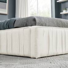 Double Bed 140*200cm, With Soft Chenille Velvet Cover, Made Of -Eucalyptus Wood And Stable Iron Frame, Easy To Assemble, Dark Grey (Mattress Not Included) - Beige + Chenille + 90*200cm - View 8