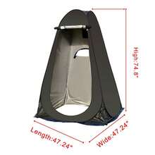 1.2m X 1.2m X 1.9m Outdoor Shower Tent, Privacy Pop-Up Changing Room For Camping Beach & Portable, Instant Portable Outdoor Shower Shelter With 2 Windows, Thicker Waterproof For Bathing - 黑色 - 查看 3