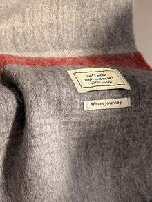 100% Wool Plaid Scarf, Versatile British Style Colorblock Warm Shawl Wrap, Winter - Gray-red Grid - View 4