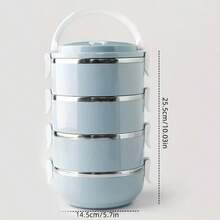 4-Layer Large Capacity Insulated Lunch Box, Stainless Steel Insulated Lunch Box, Suitable For Adults, Offices, Camping, And Families, Stackable Stainless Steel Insulated Grid Lunch/Snack Box - Baby Blue - View 5