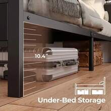 Base Cama Led Con Estante Y Estación Carga,Base Cama Matrimonial Plegable con Storage, Puertos USB y de Carga, Luces LED, Ideal para Recámara Moderna, Full 211*139*113 - Negro - Ver 5