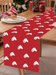 情人节礼物 红色心形桌旗，浪漫氛围餐桌布，中国新年和圣诞节装饰，加厚涤纶纤维，耐热防水 - 彩色 - 查看 5