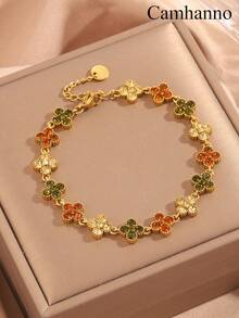 Camhanno 多功能不锈钢花朵手链，适合日常通勤，奢华配饰，是送给美丽女性的完美节日礼物，也适合表白、祝福、圣诞礼物等场合。 - 彩色 - 查看 12