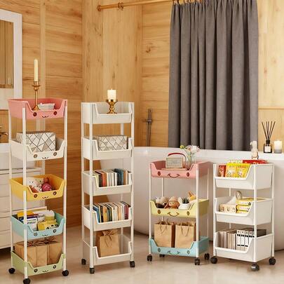 Este carrito de almacenaje portátil es un estante multifuncional con ruedas ideal para organizar libros, juguetes y aperitivos. Perfecto para salones, dormitorios, baños y oficinas, su diseño compacto lo convierte en un práctico regalo decorativo para Navidad o Acción de Gracias.