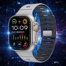 1 dây đeo khóa từ, chất liệu silicon thân thiện với da và mịn màng, tương thích với Apple Watch, có nhiều màu sắc - Xám nhạt-đen - Xem 12