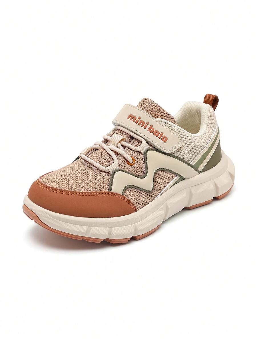 mini bala 2025 Kids' Breathable Mesh Sports Shoes, Lightweight Boys & Girls Running Sneakers - White Coffee Color - View 1