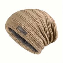 Men's Winter Hat Outdoor Warm Casual Versatile Knitted Hat Unisex Double Layer Fleece Thickened Velvet Dad Hat