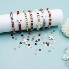 2040/2600pcs/Set Clay Beads Bracelet Making Kit - Soft Clay Beads, Golden Spacer Beads, Red, Pink, Brown, Cross Pendants, Perfect For Friendship Bracelets And Jewelry Making, Gift To Friends - Multicolor - View 5