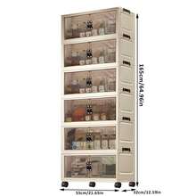 6-Tier Stackable Storage Bins With Wheels, Foldable See-Through Boxes With Lids, Modular Home Organizer - Transparent Black - View 3