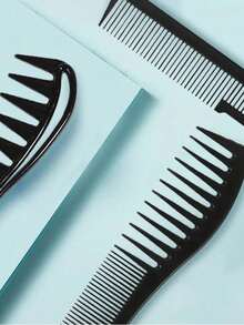 1/2/3/4pcs Wide Tooth Comb Double-Sided Hair Comb, Large Tooth Curling Comb, Hair Styling Tool, Hair Styling Accessory, Suitable For Women And Men, Curly Wet Wavy Hair Styling - Multicolor - View 4