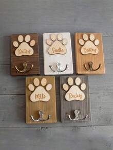 Personalisierter Hundeleinenthalter, Holz Hundeleinenhaken, handgemachtes Hundeanhänger, Hundeleinenaufbewahrungsregal, Holzschild - Verschiedenfarbig - Übersicht 10