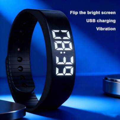 1pc Unisex Silicone Multi-Function Sports Electronic Watch, 12-Hour Chronograph, Hour, Minute, Second, Date, Month, Week, Luminous Display, Alarm & Hourly Chime, Pedometer, Calorie, Long Battery Life, Suitable For Daily Sports, Festivals, Gifts, 60mAh