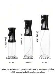 1pc 200/300/500ml Olive Oil Spray Bottle, Kitchen, Fuel Injector, Oil Sprayer, High Pressure Sprayer, Ultra-Fine Mist Refillable Bottle, Olive Oil Sprayer For Cooking, Air Fryer, Grill, Salad, High Pressure, Fine Mist, Odorless, Portable - Black - View 10