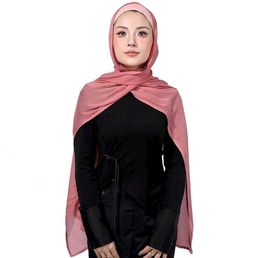 Modal Cotton Hijab Scarf For Women With Undercap Set,DeepPink - Deeppink - View 1